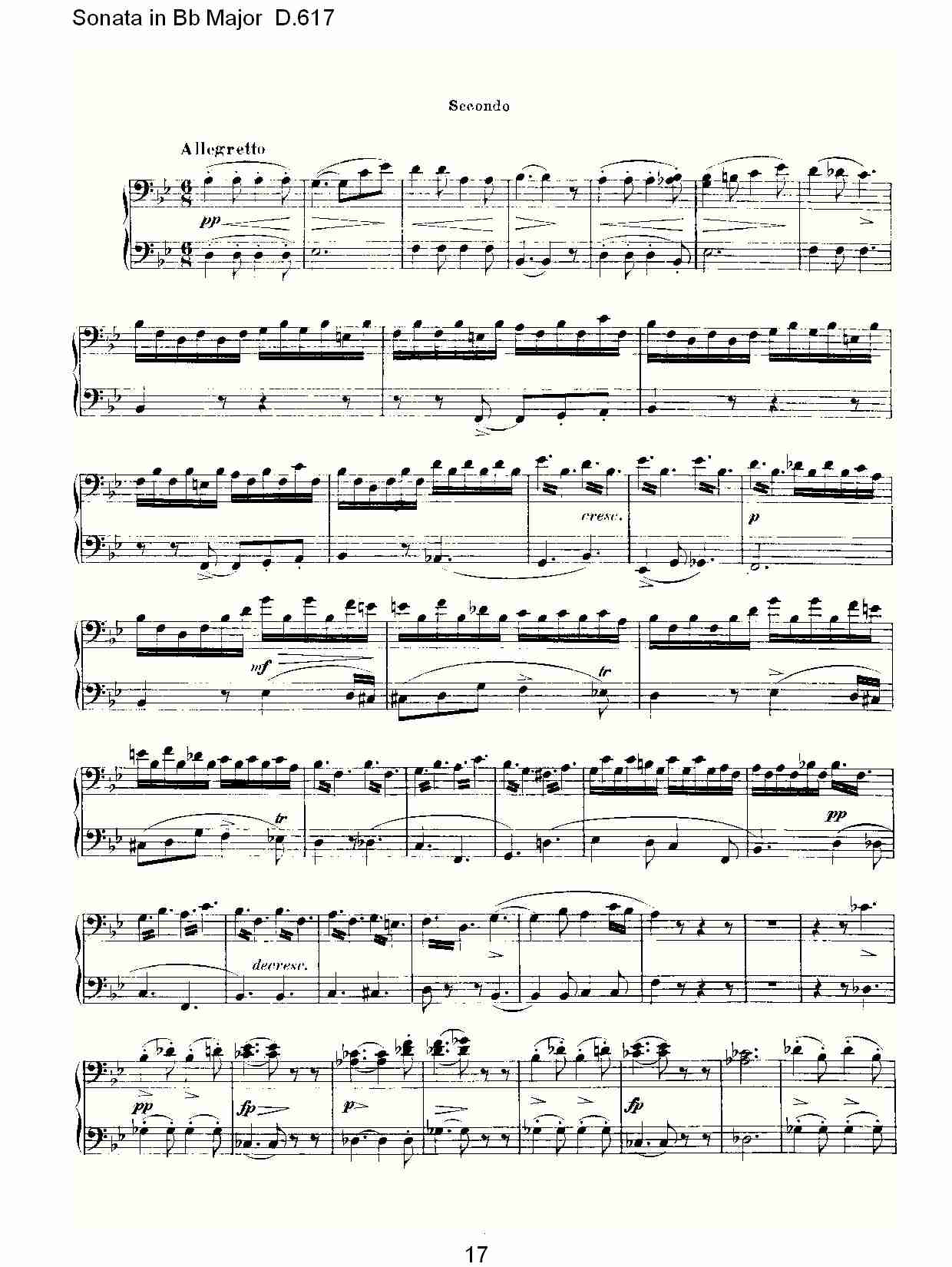 Sonata in Bb Major D.617  Bb大调奏鸣曲D.617（四）总谱（图2）