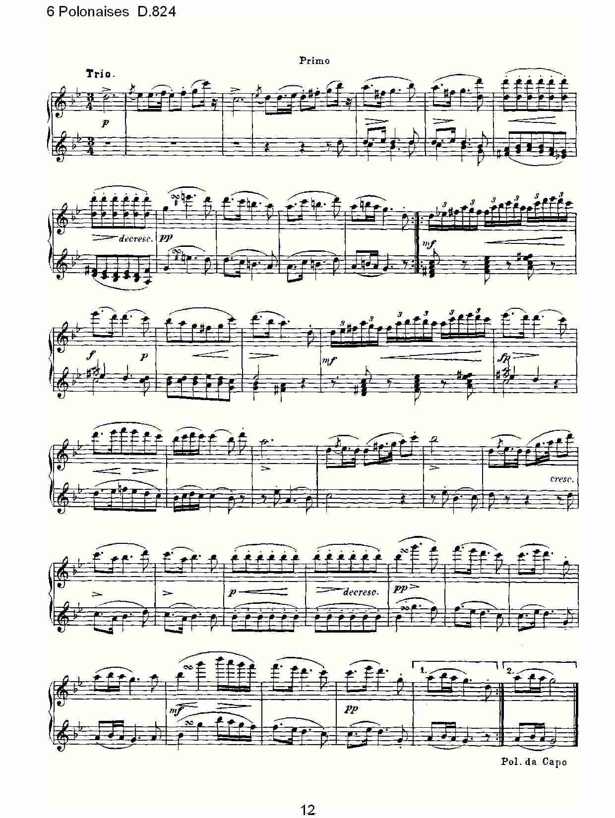 6 Polonaises D.824  6波罗乃兹舞曲D.824（三）总谱（图2）