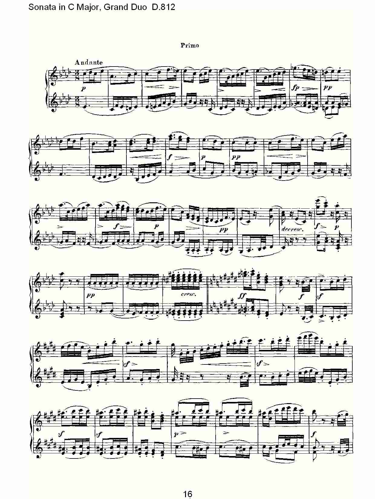 Ｃ大调奏鸣曲，盛大的二重奏D.812（四）总谱（图1）