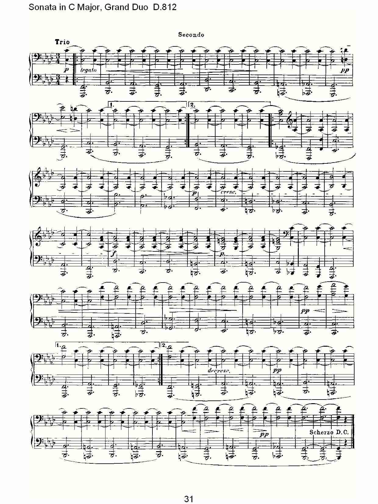 Ｃ大调奏鸣曲，盛大的二重奏D.812（七）总谱（图1）