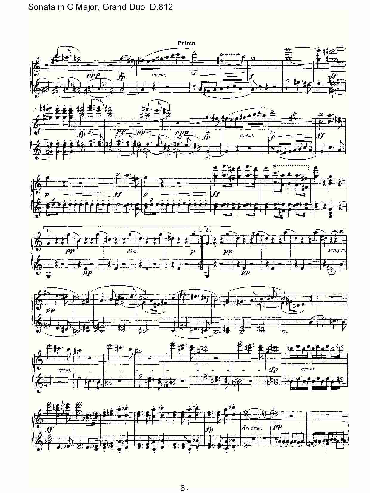 Ｃ大调奏鸣曲，盛大的二重奏D.812（二）总谱（图1）