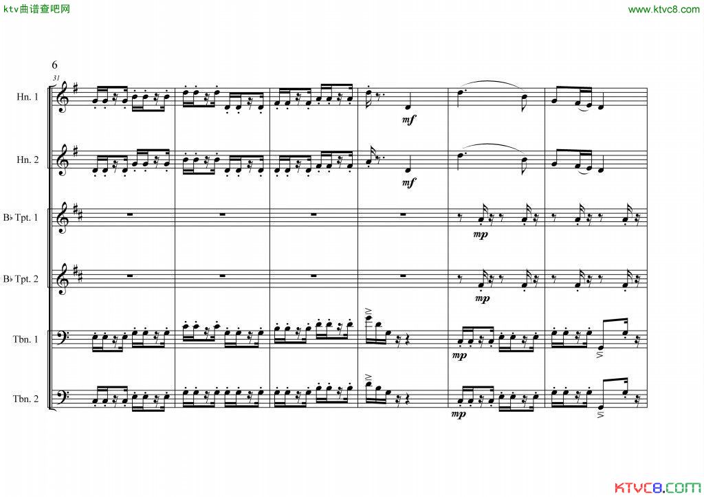 周开屏原创《中国航母前奏曲》铜管六重奏[总谱]6总谱（图1）
