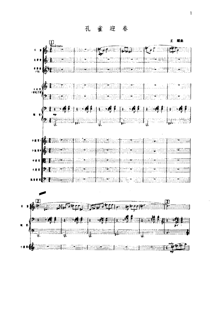 孔雀迎春(小合奏)(线谱)总谱（图1）