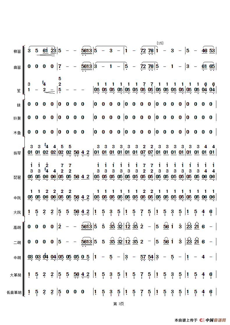 花好月圆（民乐合奏总谱、简谱版）总谱（图3）
