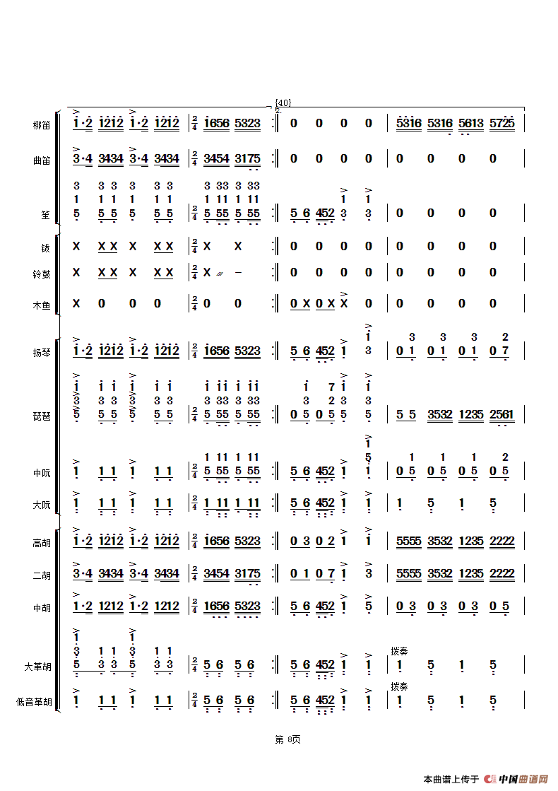 花好月圆（民乐合奏总谱、简谱版）总谱（图8）