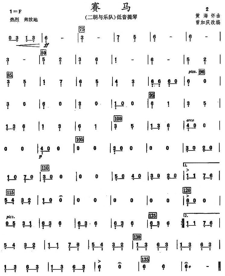 赛马之低音提琴分谱下总谱（图1）