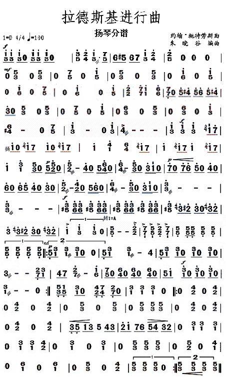 拉德斯基进行曲扬琴分谱总谱（图1）