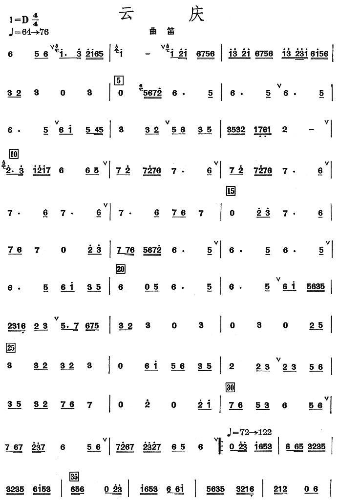 云庆之曲笛分谱总谱（图1）