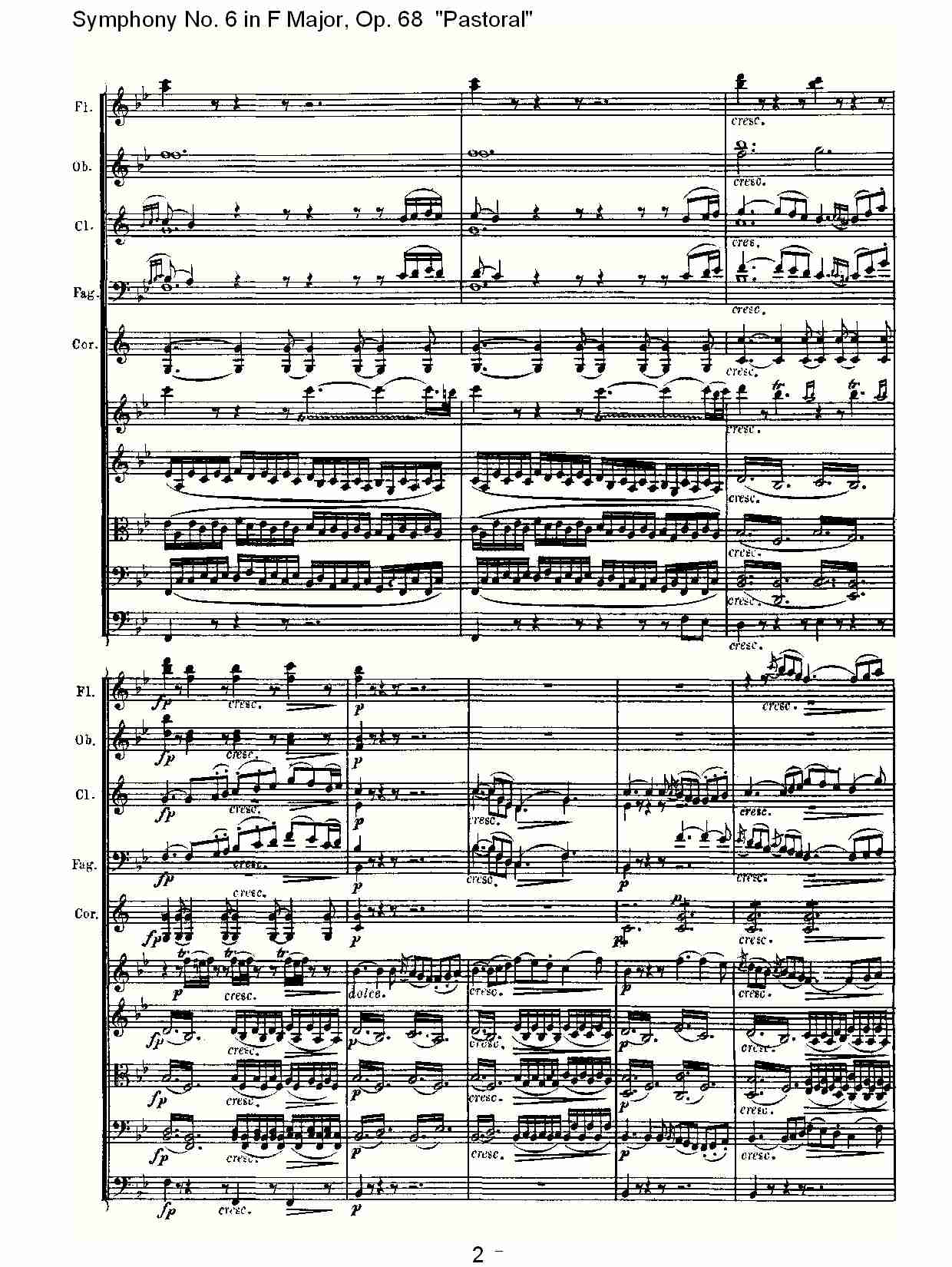F大调第六交响曲 Op.68 “田园” 第二乐章总谱（图2）