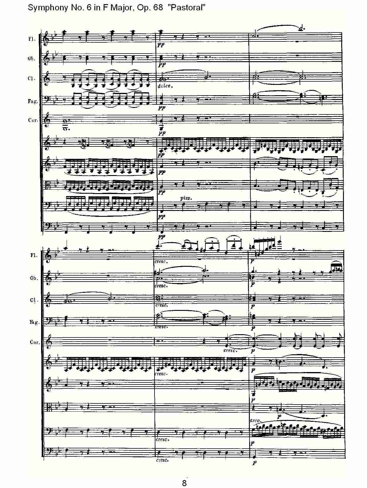 F大调第六交响曲 Op.68 “田园” 第二乐章总谱（图8）