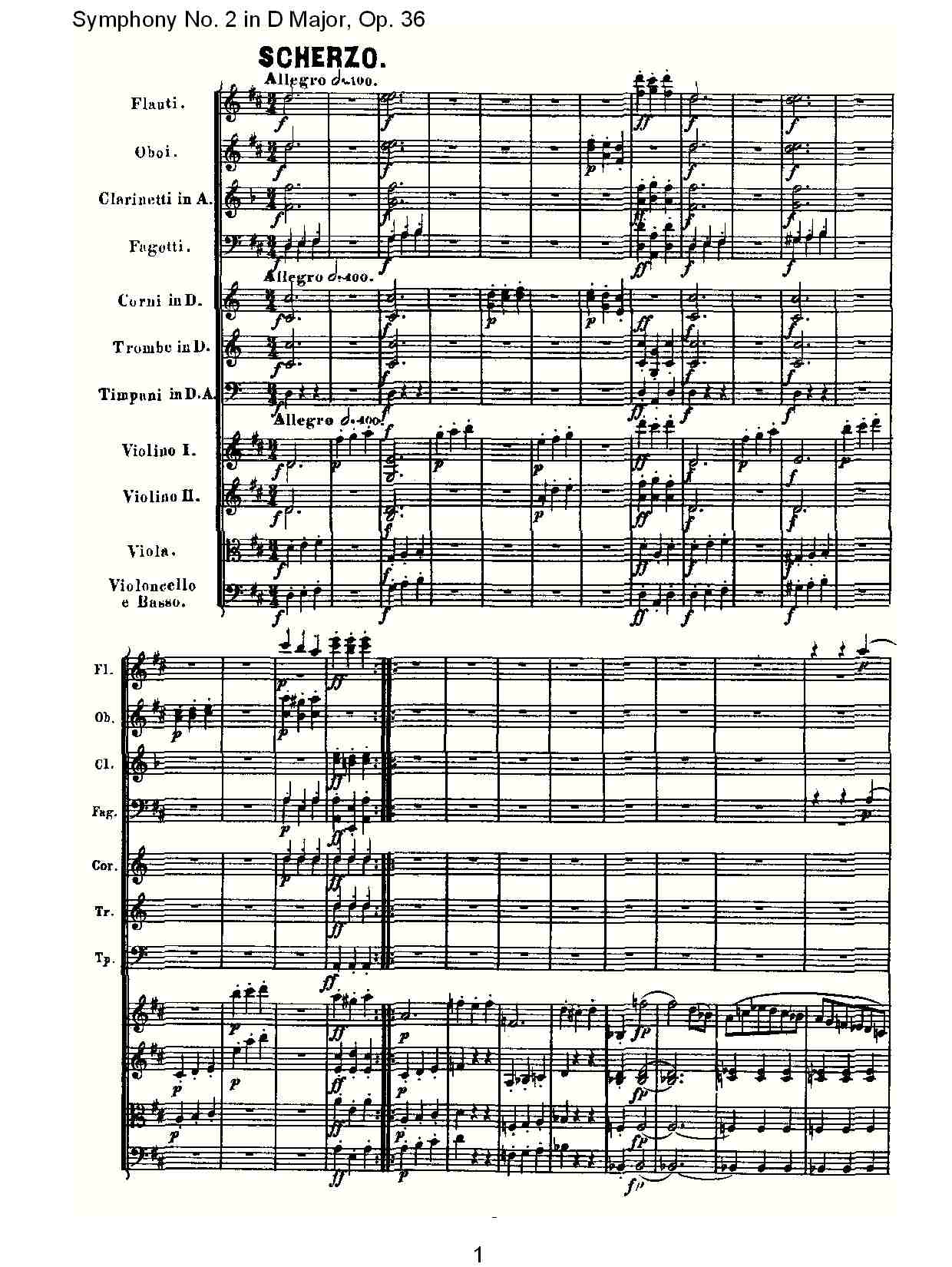 D大调第二交响曲 Op. 36 第三乐章总谱（图1）
