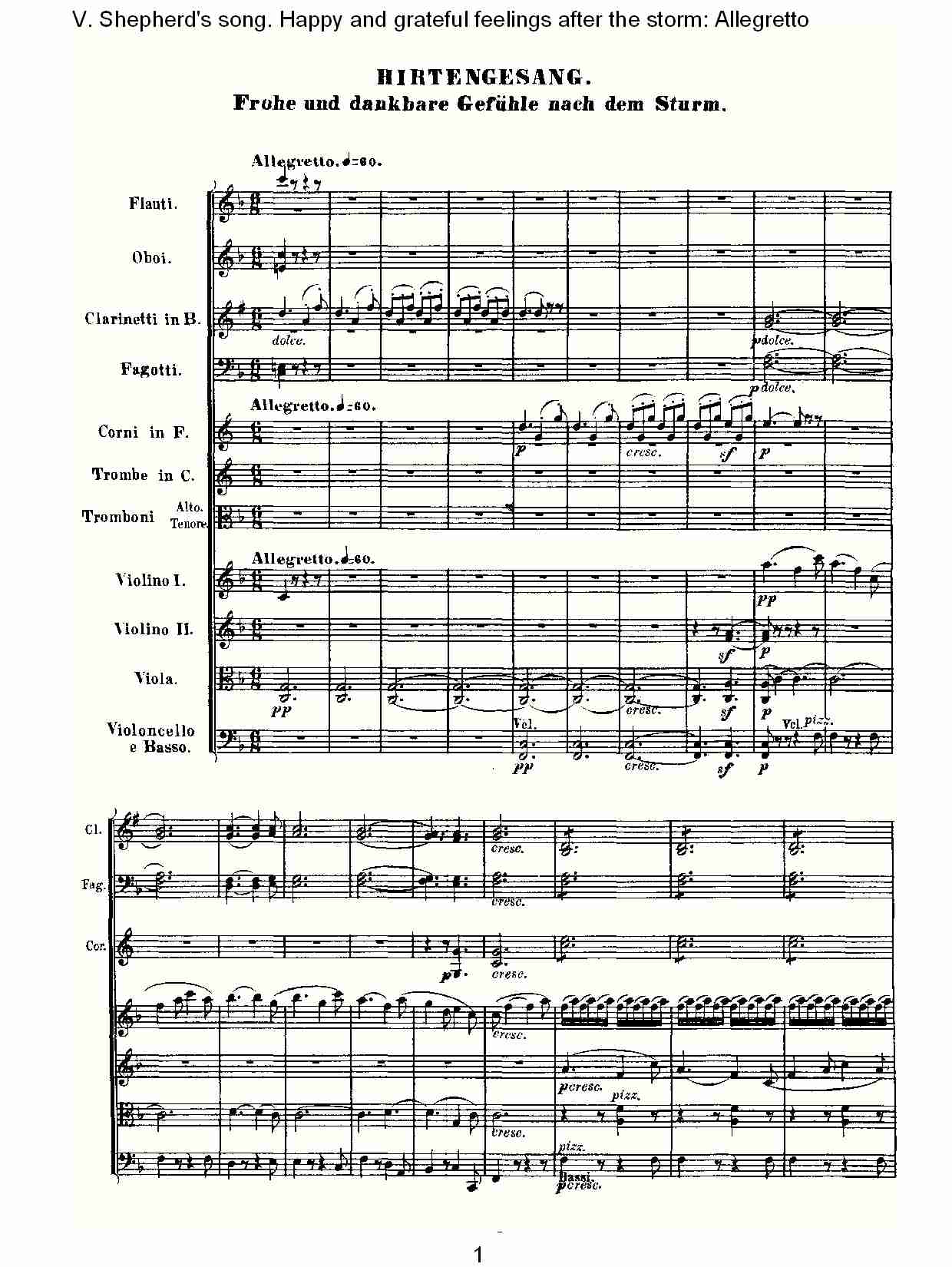 F大调第六交响曲 Op.68 “田园” 第五乐章总谱（图1）