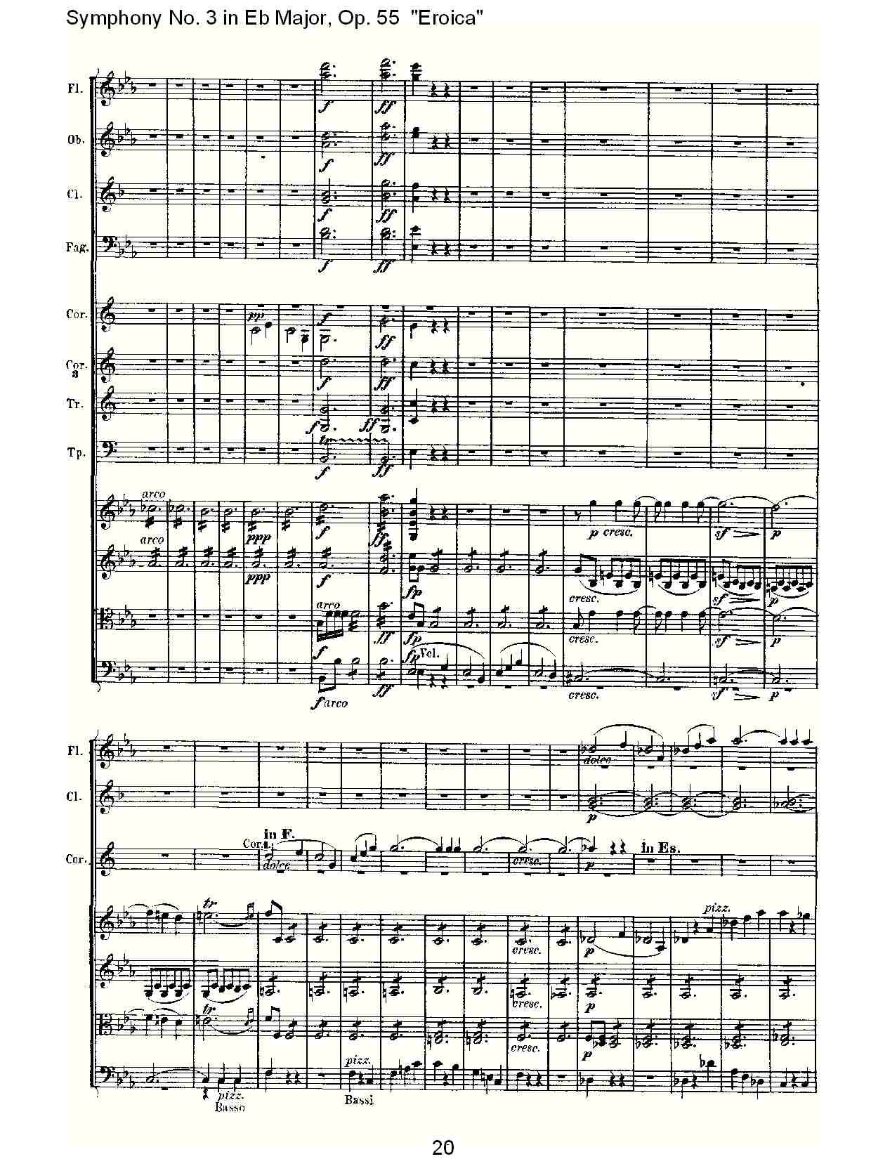 《英雄交响曲》即《降E大调第三交响曲》第一乐章总谱（图20）