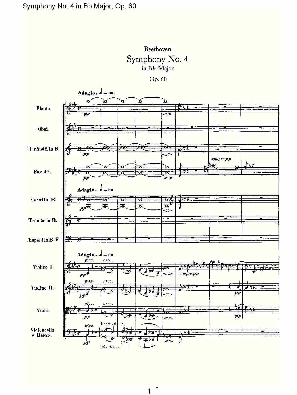 bB大调第四交响曲 Op.60第一乐章总谱（图1）