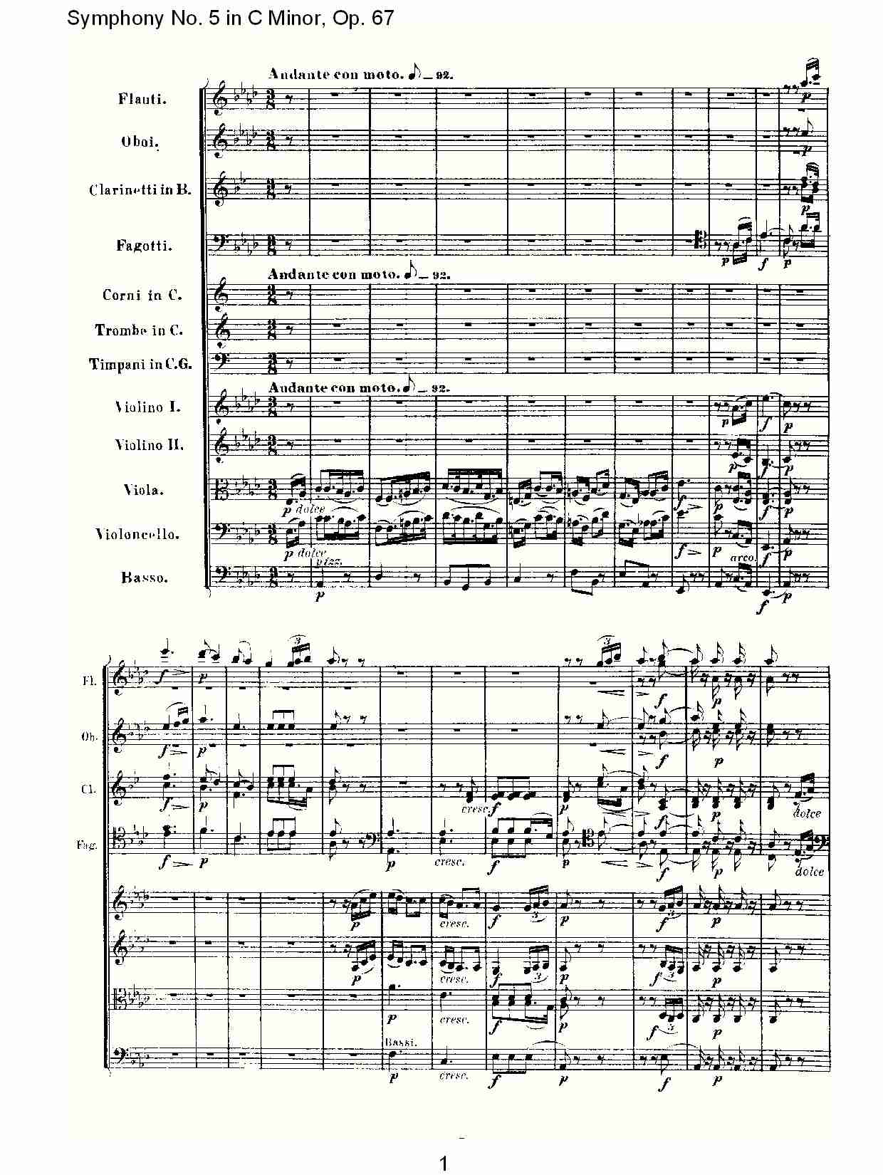 C大调第五交响曲 Op.67 第二乐章总谱（图1）