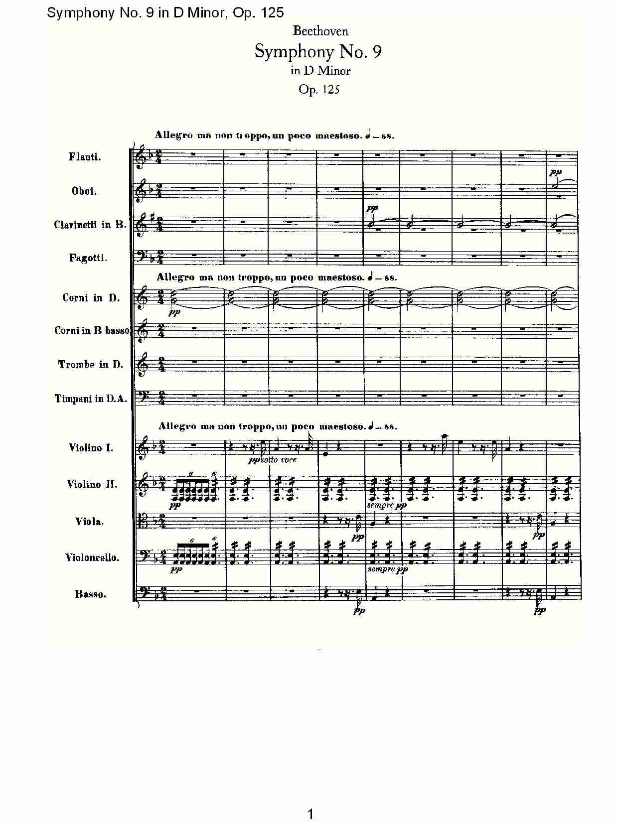 D大调第九交响曲 Op.125 第一乐章（一）总谱（图1）