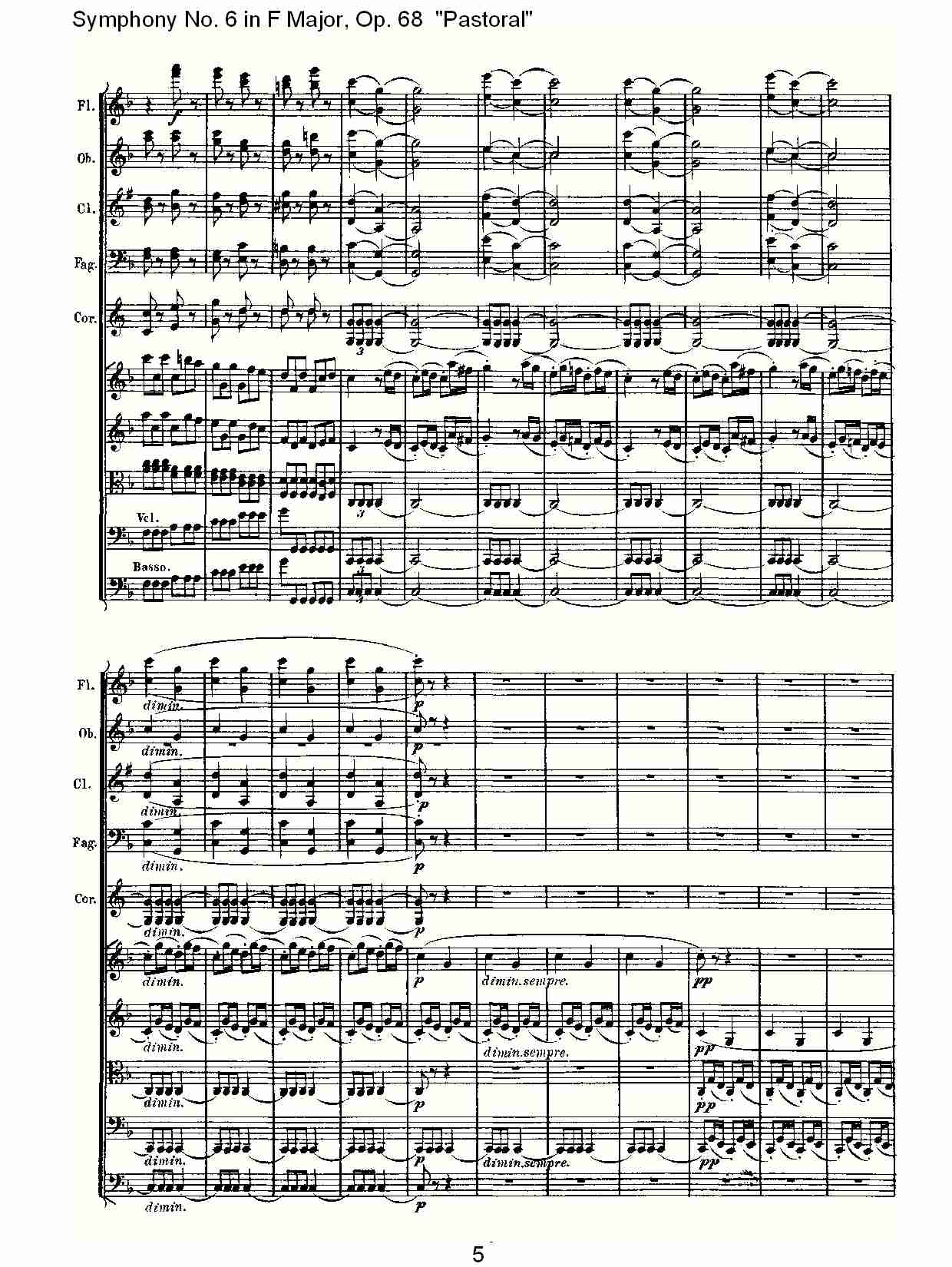 F大调第六交响曲 Op.68 “田园” 第一乐章总谱（图5）