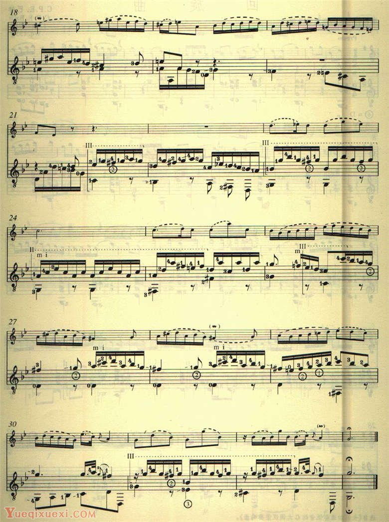 长笛与吉他乐谱：西西里舞曲 J.S.巴赫