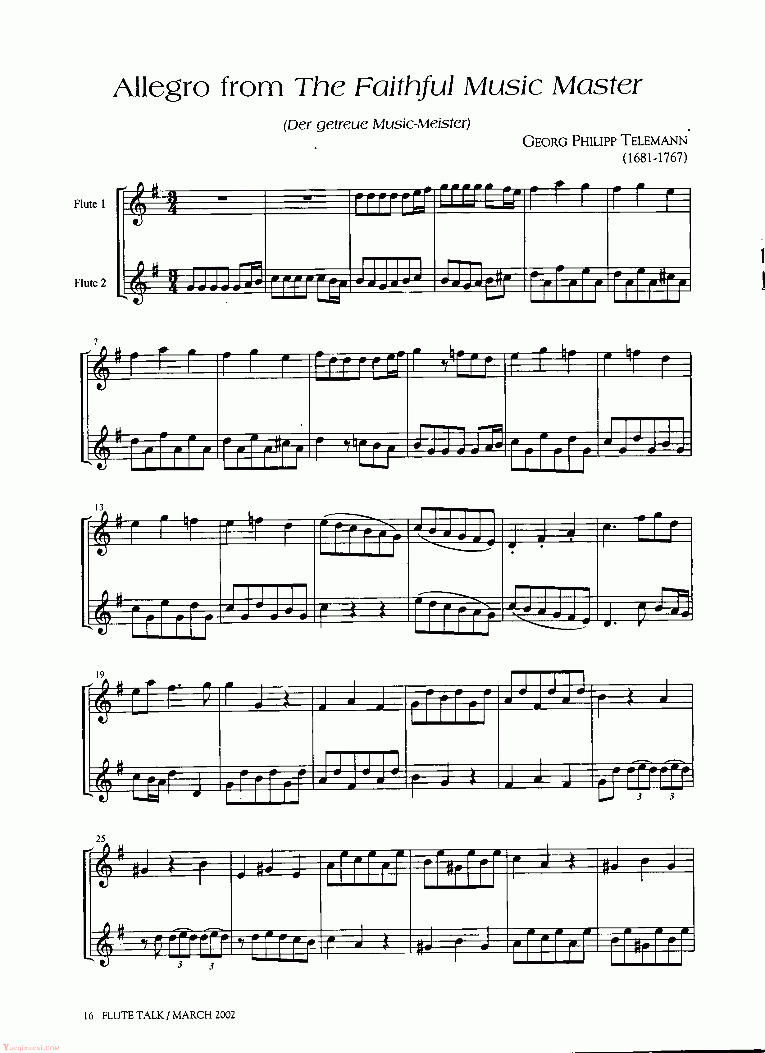 Allegro from The Faithful Music Master - Telemann