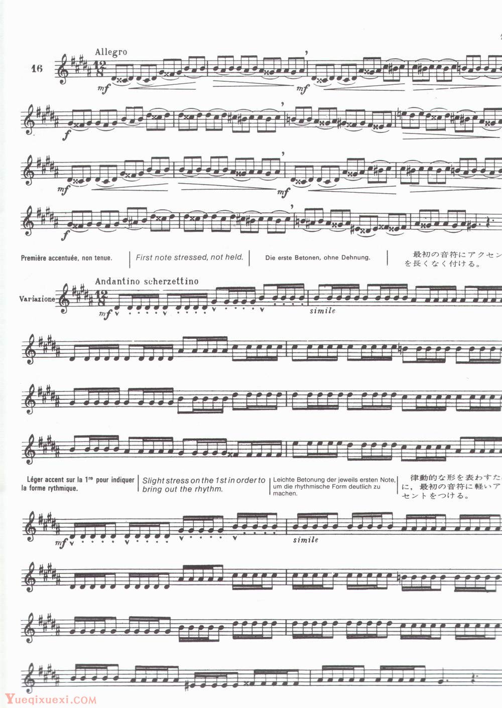 MARCEL MOYSE 24首旋律的小练习曲和变奏乐谱：第三部分 Part III