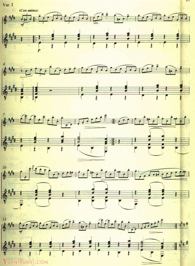 长笛与吉他乐谱：罗西尼主题变奏曲 弗雷德里克.肖邦 