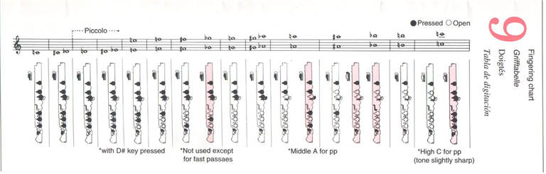 中央音乐学院长笛考级教程：长笛指法图