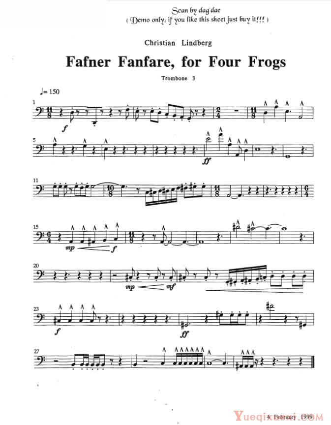 长号四重奏Fafner Fanfare for Four Frogs总分谱