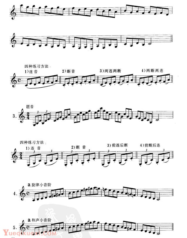 单簧管C大调、a小调音阶、琶音练习