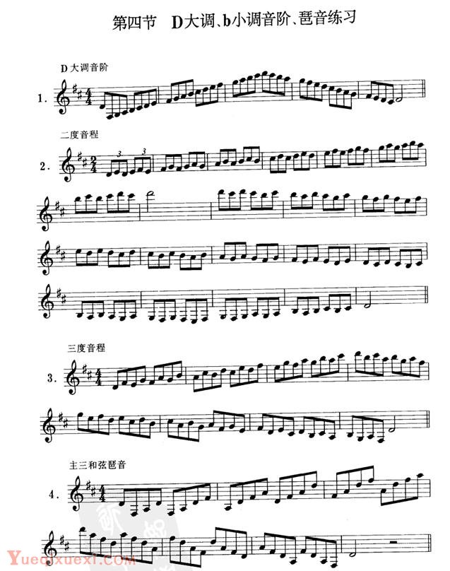 单簧管D大调、b小调音阶、琶音练习