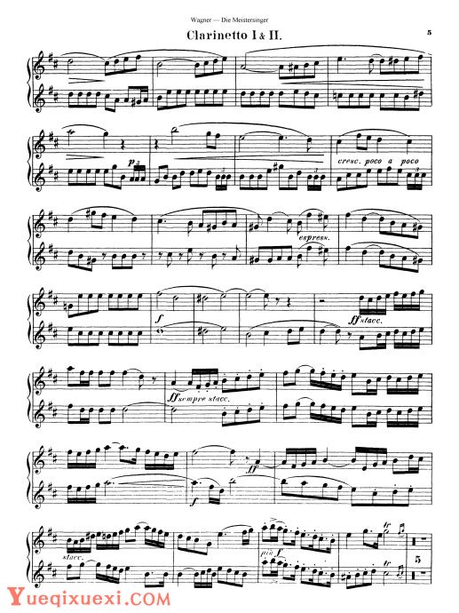 单簧管谱【纽伦堡的名歌手序曲】单簧管分谱
