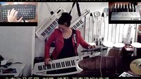  刘璐独特法玩罗兰肩背变手风琴伴式双排三排键电子琴脚电子鼓架子鼓 梁祝
