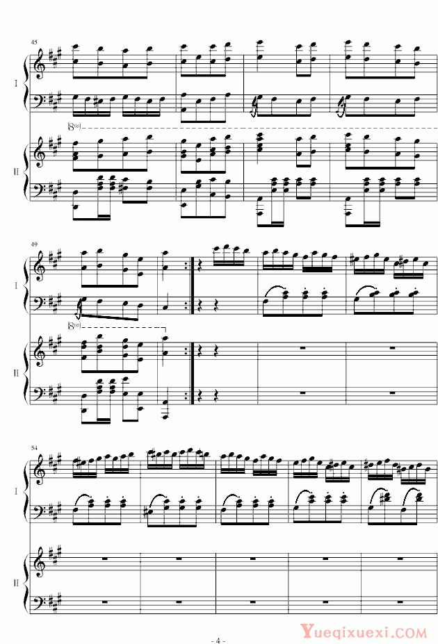 莫扎特 土耳其进行曲（双钢琴）钢琴谱