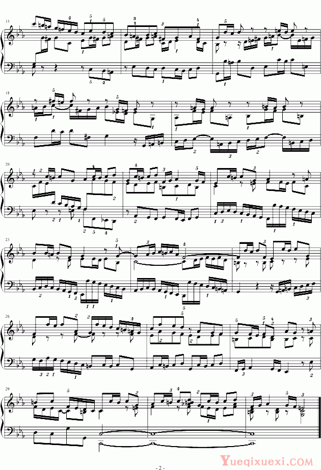巴哈 Bach, Johann Sebastian C小调赋格 BWV847 (指法)