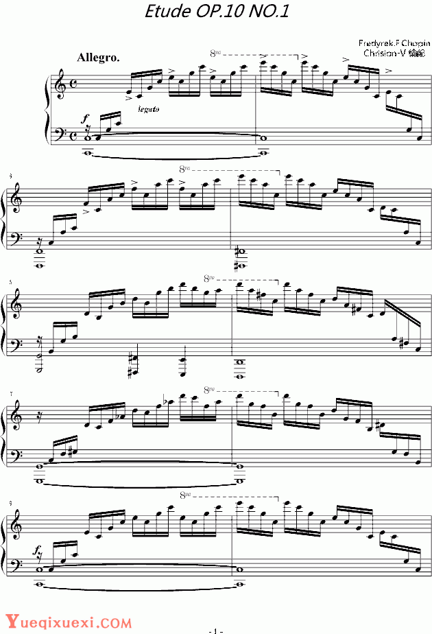 chopin《肖邦练习曲 Etude OP.10 No.1》钢琴谱