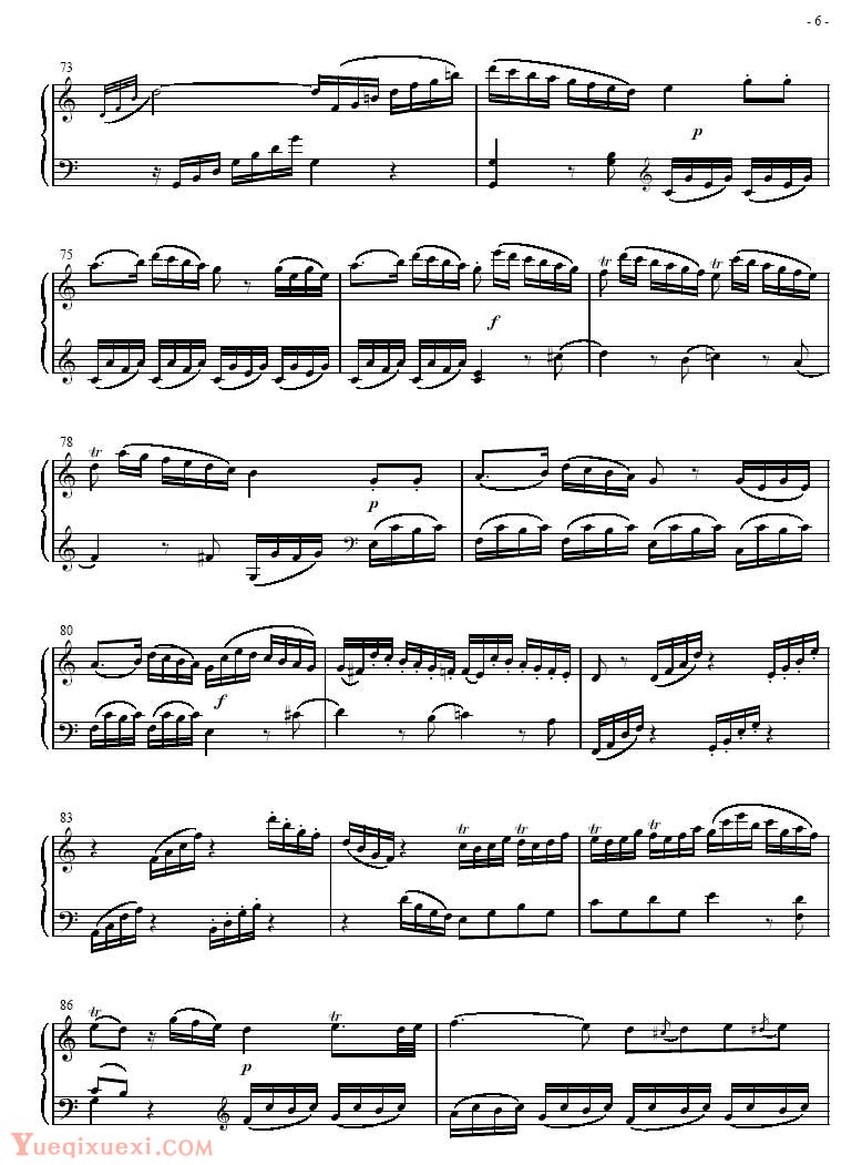 莫扎特 奏鸣曲 Sonatas K279 Mvt.1 钢琴名人名曲五线谱