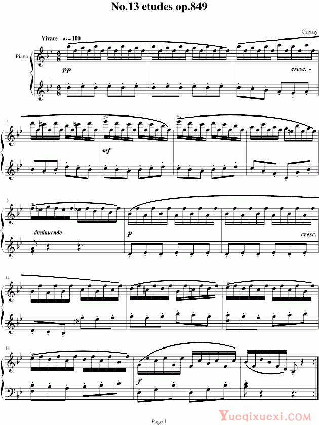 车尔尼 Czerny 30练习曲 作品849