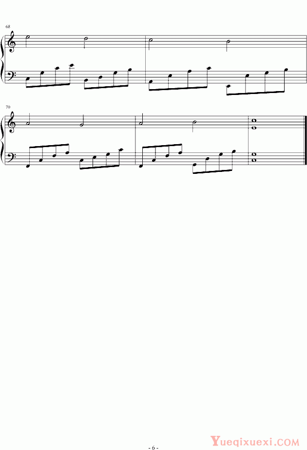 帕赫贝尔 Pachelbel 卡农（C大调简易版） 钢琴谱