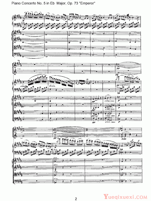 贝多芬 beethoven 第五钢琴协奏曲 皇帝 第二乐章总谱