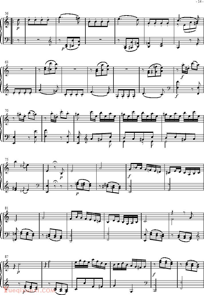 莫扎特 奏鸣曲 Sonatas K279 Mvt.3  钢琴名人名曲五线谱