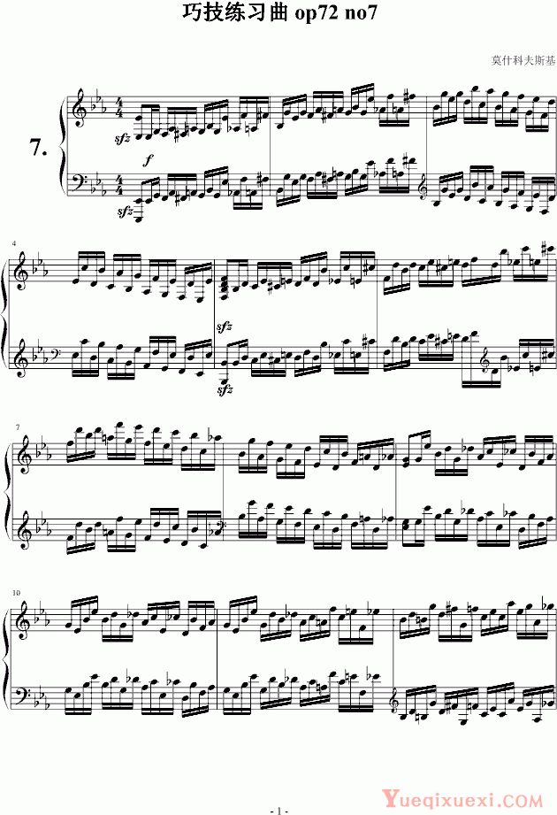 莫什科夫斯基 Moszkowski 巧技练习曲 op72 no7 钢琴谱