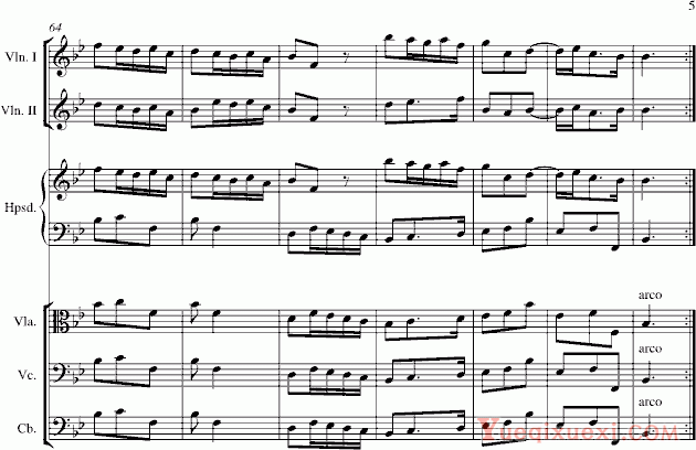 亨德尔 羽管键琴协奏曲 第三乐章 有节制的快板 钢琴谱