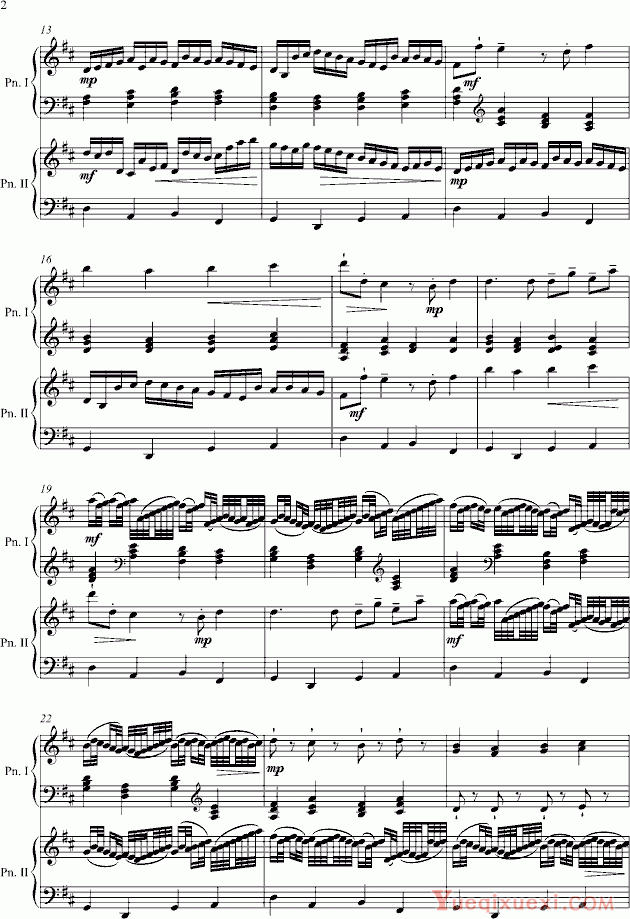 帕赫贝尔Pachelbel 卡农 钢琴二重奏版 钢琴谱