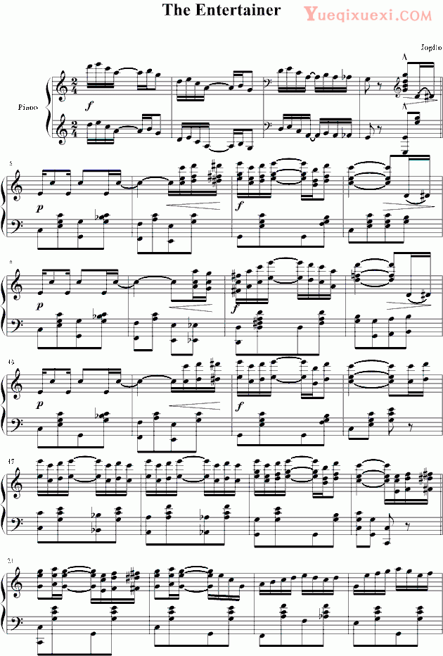 拉格泰姆 Scott Joplin 娱乐家 钢琴谱