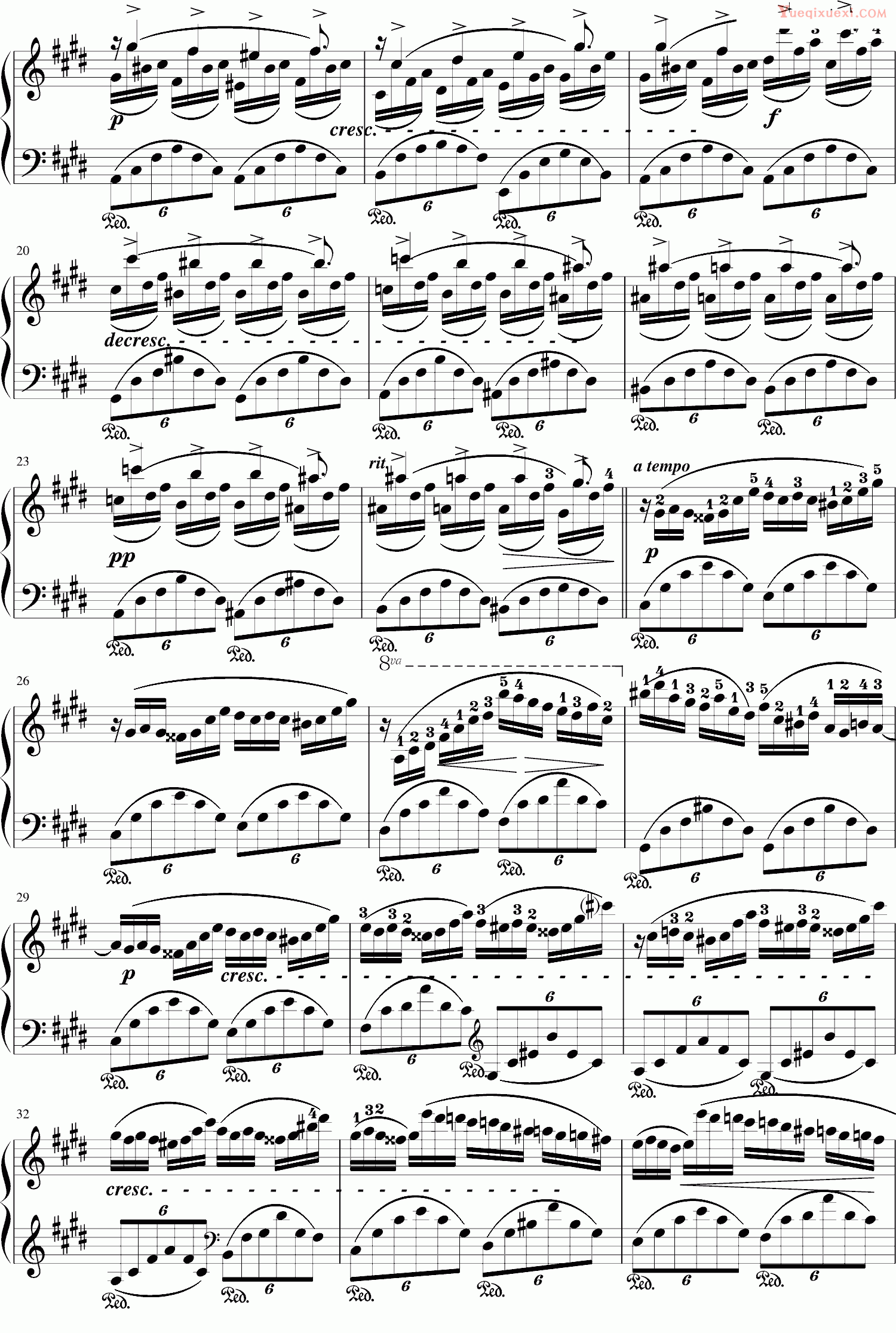 肖邦 chopin 即兴幻想曲 带指法Op.66 钢琴谱