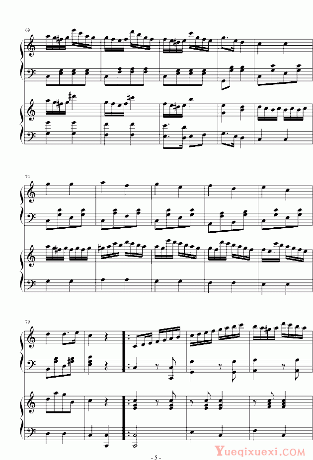 莫扎特 小星星简易变奏曲（双钢琴）钢琴谱