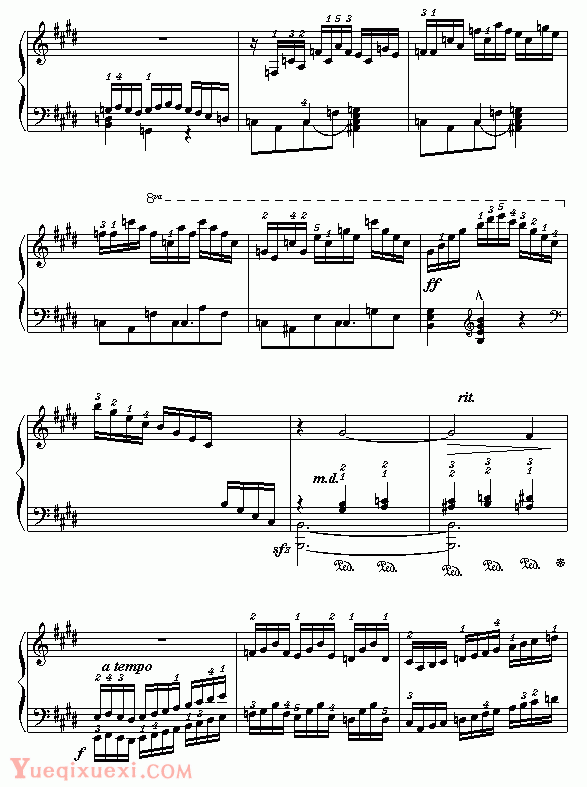 莫什科夫斯基-Moszkowski E大调练习曲（钢琴名人名曲)