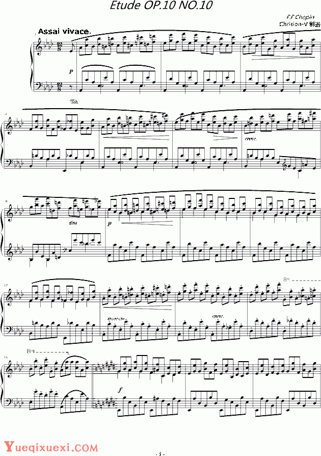 chopin《肖邦练习曲-Etude OP.10 No.10》钢琴谱