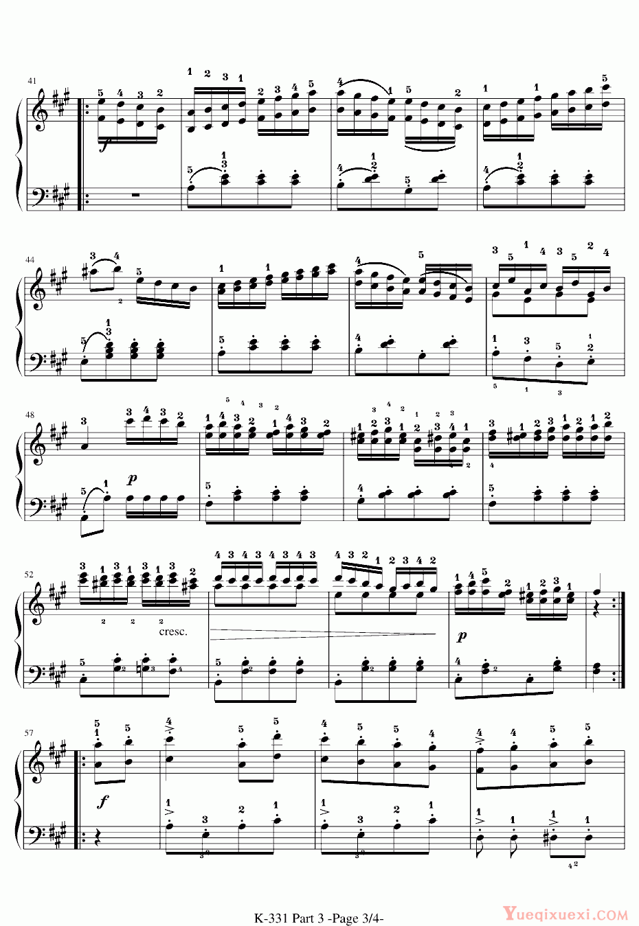 莫扎特 土耳其进行曲 钢琴谱