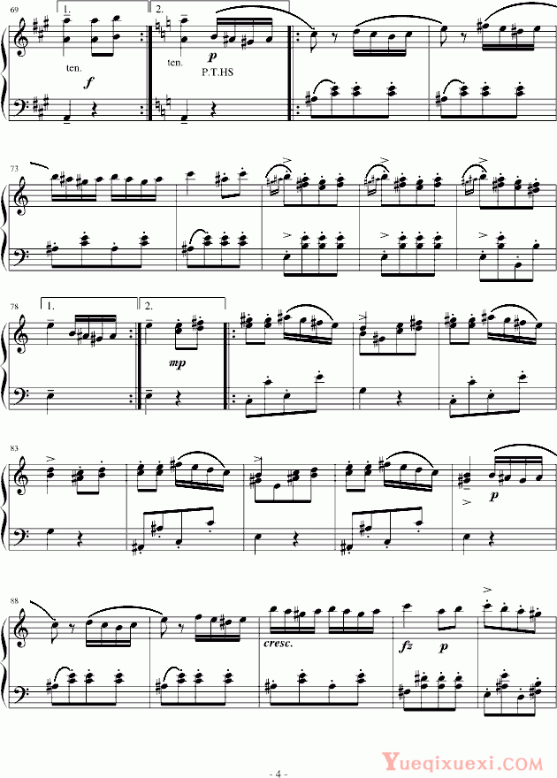 莫扎特 土耳其进行曲阿拉伯 音阶版 钢琴谱