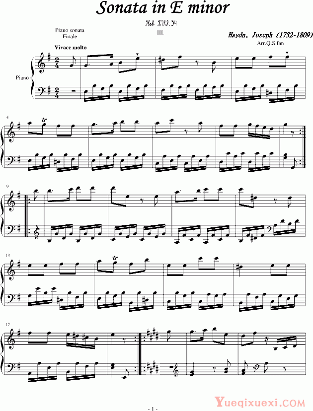 海顿 海顿钢琴奏鸣曲34（终乐章）